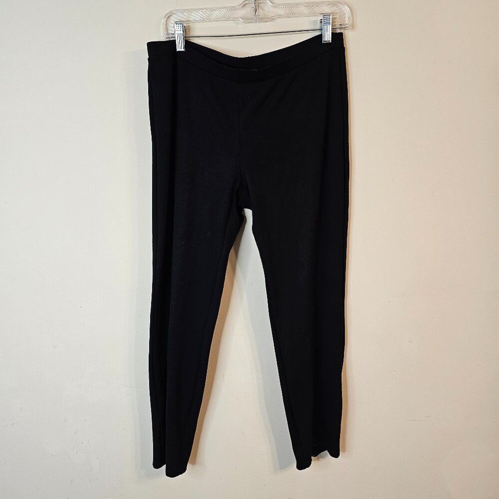 Women's‎ Eileen Fisher Pull-On Ankle Pants Black Zippered Back Leg Size M